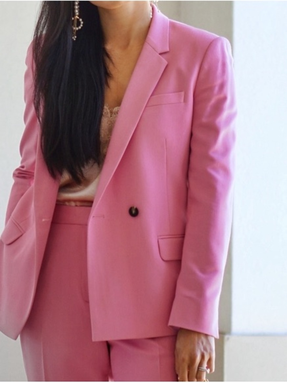 Topshop Pink Double-Breasted Blazer